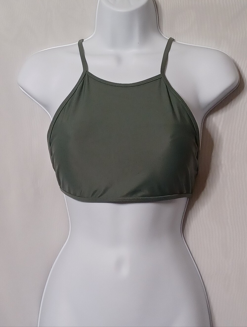 Aerie Olive Green Halter Tie Back Swim Top. Size M